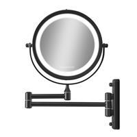 gillianjones Gillian Jones - Double-Sided Wall Mirror w. LED Light & x10 Magnification - Black