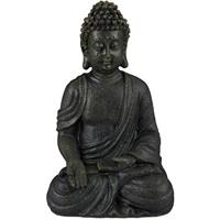 RELAXDAYS Buddha Figur sitzend, 30 cm, Gartenfigur, Dekofigur Wohnzimmer, Polyresin, wetterfest, frostsicher, dunkelgrau - 
