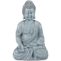 RELAXDAYS Buddha Figur sitzend, 30 cm, Gartenfigur, Dekofigur Wohnzimmer, Polyresin, wetterfest, frostsicher, hellgrau - 