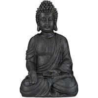 RELAXDAYS Buddha Figur sitzend, 40 cm hoch, Feng Shui Deko, wetterfest & frostsicher, groÃŸe Garten Dekofigur, dunkelgrau