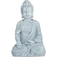 RELAXDAYS Buddha Figur sitzend, 40 cm hoch, Feng Shui Deko, wetterfest & frostsicher, groÃŸe Garten Dekofigur, hellgrau - 