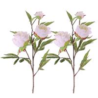2x stuks kunstbloemen pioenrozen takken wit 73 cm -
