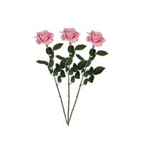 Mica Decorations 6x stuks roze roos kunstbloem 66 cm -