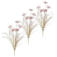 Shoppartners Set van 4x stuks roze papavers/klaproos gedroogde kunstbloemen 53 cm -