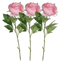 Mica Decorations 5x stuks roze pioenroos/rozen kunstbloemen 76 cm -