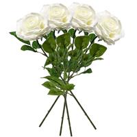 6x Creme rozen Marleen kunstbloemen 63 cm -