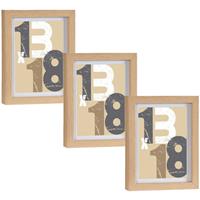 Arte r 3x stuks houten fotolijst bruin geschikt voor een foto van 13 x 18 cm of 15 x 20 cm -
