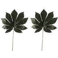 3x stuks kunstplanten takken vingerplant blad 55 cm donkergroen -