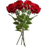 4x Rode rozen Marleen kunstbloemen 63 cm -