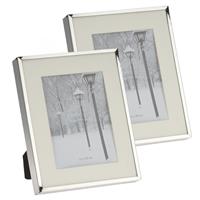 Bellatio Set van 3x stuks fotolijstje/fotoframe 20 x 25 cm met zilver metalen rand -