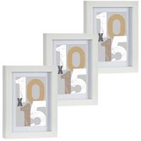 Arte r 3x stuks houten fotolijst wit geschikt voor een foto van 10 x 15 cm of 13 x 18 cm -