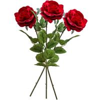 3x Rode rozen Marleen kunstbloemen 63 cm -