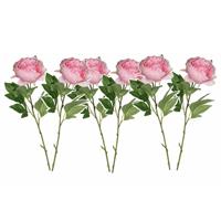 Mica Decorations 6x stuks roze pioenroos/rozen kunstbloemen 76 cm -