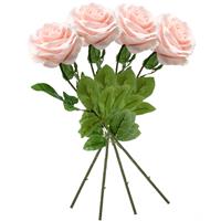 12x Perzik roze rozen Marleen kunstbloemen 63 cm -