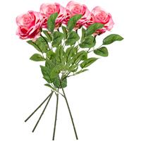 6x Roze rozen Marleen kunstbloemen 63 cm -