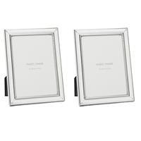 Bellatio 2x Luxe zilveren fotolijstjes / fotoframes 19 x 24 cm -