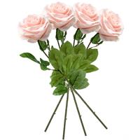 4x Perzik roze rozen Marleen kunstbloemen 63 cm -
