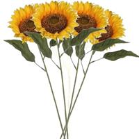 Mica Decorations 4x stuks gele zonnebloemen kunstbloemen 70 cm -