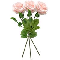 3x Perzik roze rozen Marleen kunstbloemen 63 cm -