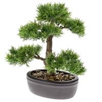 Bonsai boompje Cedrus Atlantica Glauca kunstplant in ovale kunststof pot 32 cm -