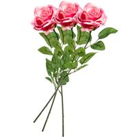 3x Roze rozen Marleen kunstbloemen 63 cm -