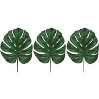 Shoppartners 5x Groene fluwelen Monstera/gatenplant kunsttak kunstplant 80 cm -