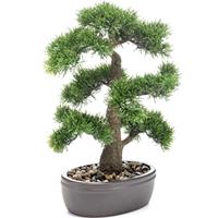 Bonsai boompje Cedrus Atlantica Glauca kunstplant in ovale kunststof pot 45 cm -