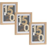 Arte r 3x stuks houten fotolijst bruin geschikt voor een foto van 15 x 20 cm of 18 x 24 cm -