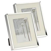 Bellatio Set van 3x stuks fotolijstje/fotoframe 17 x 22 cm met zilver metalen rand -