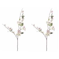 Bellatio 4x stuks kunstbloemen Perzik Bloesem tak 80 cm roze -