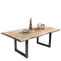 MÃ¶bel Exclusive Factory Style Tisch mit Baumkante Tischplatte BÃ¼gelgestell schwarz