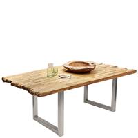 MÃ¶bel Exclusive Holztisch aus Recyclingholz Platte mit Bruchkante