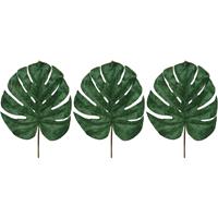 Shoppartners 6x Groene fluwelen Monstera/gatenplant kunsttak kunstplanten 80 cm -