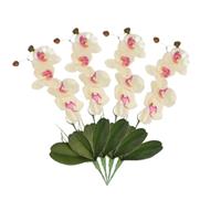 Bellatio Set van 4x stuks wit/Roze Orchidee/Phalaenopsis kunstplant takken 44 cm voor binnen -