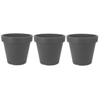 3x Antraciet grijze bloempotten 25 cm - Donker grijze plantenpotten 25 cm