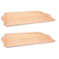 Set van 2x stuks bamboe houten dienbladen/serveerbladen met fineerhout 45 x 31 x 2 cm - Bamboevezel Dienbladen/serveerbladen