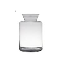 Bellatio Transparante luxe grote stijlvolle vaas/vazen van glas 37 x 24 cm - Bloemen/boeketten vaas voor binnen gebruik