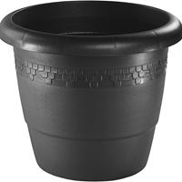 Hega Hogar Bloempot/plantenpot antraciet kunststof diameter 40 cm - Hoogte 32 cm - Buiten gebruik