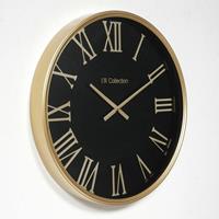 LW Collection LW Collection Wandklok XL Sierra Goud zwart 80cm - Wandklok romeinse cijfers - Industriële wandklok stil uurwerk