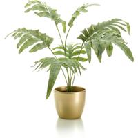 Groene phlebodium kunstplant 67 cm in gouden pot - Kunstplanten - Nepplanten - Blauwvaren / Zinkvaren in pot