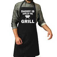 Bellatio Daddy king of the grill barbecue cadeau katoenen schort Zwart