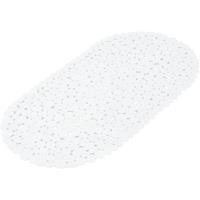 Merkloos Witte anti-slip badmat 36 x 69 cm ovaal - Pebbles kiezels/kiezelstenen patroon - Badkuip mat - Schimmelbestendig - Grip mat voor in douche of bad