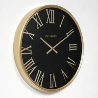 LW Collection LW Collection Wandklok Sierra Goud zwart 60cm - Wandklok romeinse cijfers - Industriële wandklok stil uurwerk