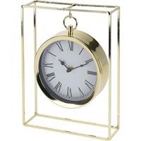 Bellatio Gouden staande klok decoratie 26 cm metaal - Tafelmodel tafelklok - Woondecoraties/woonaccessoires