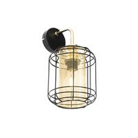 QAZQA Design wandlamp zwart met goud - Gaze Down - Schwarz