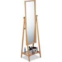 RELAXDAYS Standspiegel Bambus, schwenkbarer Spiegel, Ankleidespiegel mit Ablage, zum Stellen, HBT: 160x40x36 cm, natur