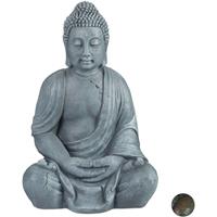 RELAXDAYS Buddha Figur sitzend, XL 70 cm, Gartenfigur, Dekofigur Wohnzimmer, wetterfest & frostsicher, hellgrau - 