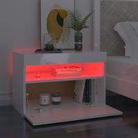 vidaXL Nachttisch mit LED-Leuchten Hochglanz-WeiÃŸ 60x35x40 cm 