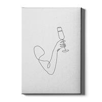 Walljar | Canvas schilderij Champagne Line Art