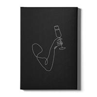 Walljar | Canvas schilderij Champagne Line Art